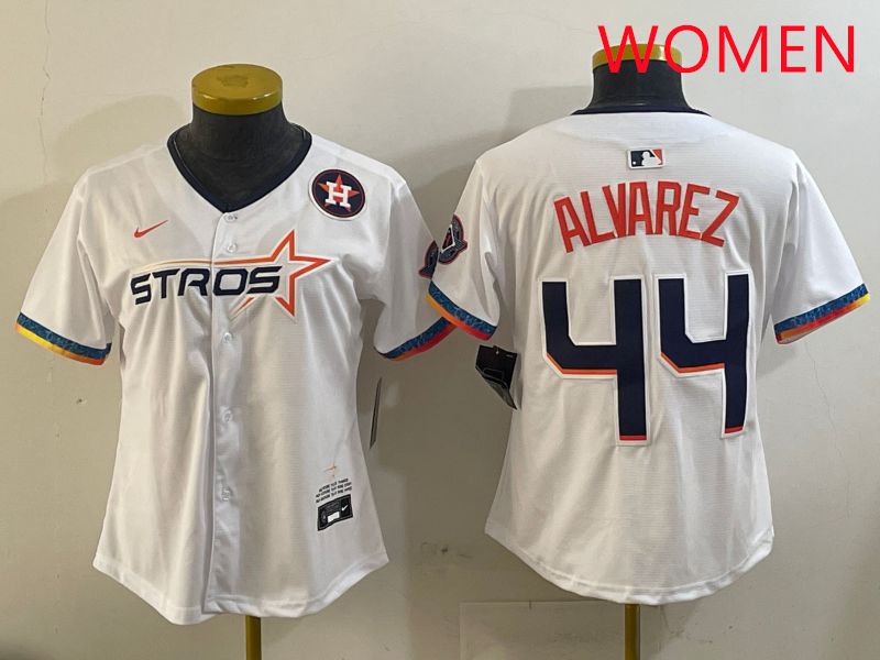Women Houston Astros #44 Alvarez White Fourth generation Joint Name 2025 Nike MLB Jersey style 9